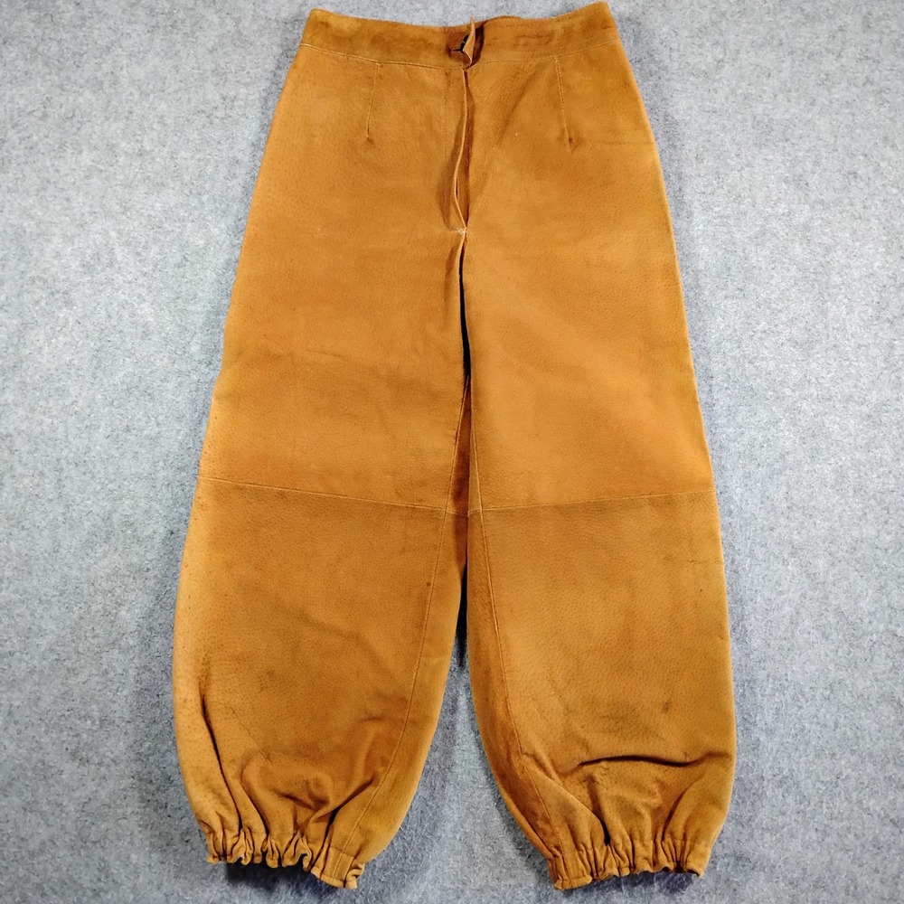 Vintage Camel Brown Suede Leather Harem Knickers Pants High Rise 25 Waist